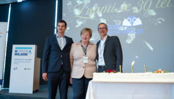 20. Adriatik kontroling konferenca - Hotel Jama, praznovanje 30. obletnice Šole kontrolinga - v ozadju vodja šole, Dragica Erčulj, Jan Markun in Daniel Potočnik (partner in CFO v CRMT, d.o.o.), Foto: Mateja Pivk, Artinfoto